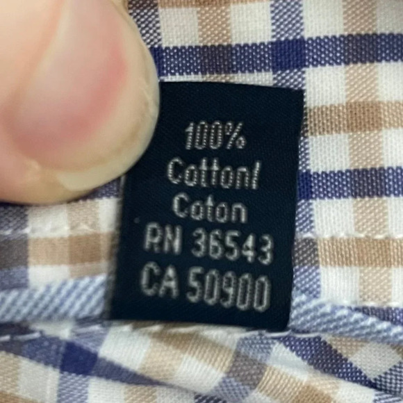 Tommy Hilfiger Ithaca LS Button Down Check Print Dress Shirt Blue Wht Tan Sz 15 - Picture 11 of 12